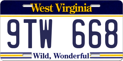 WV license plate 9TW668