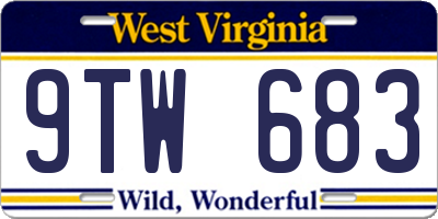 WV license plate 9TW683