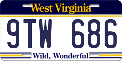 WV license plate 9TW686