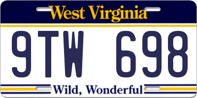 WV license plate 9TW698