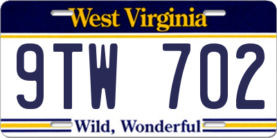 WV license plate 9TW702
