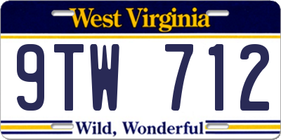 WV license plate 9TW712