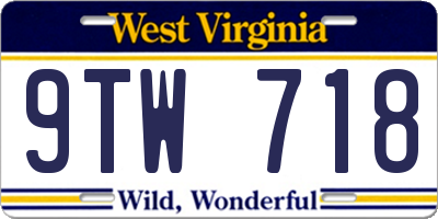 WV license plate 9TW718