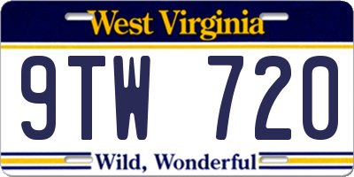 WV license plate 9TW720