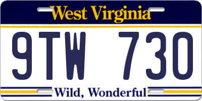WV license plate 9TW730