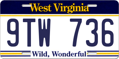 WV license plate 9TW736