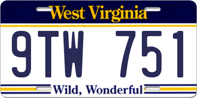 WV license plate 9TW751