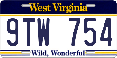 WV license plate 9TW754