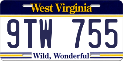 WV license plate 9TW755