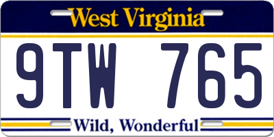 WV license plate 9TW765