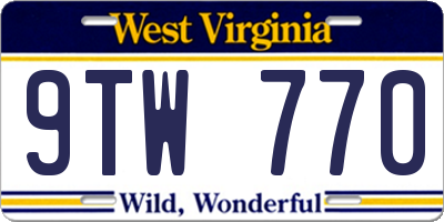 WV license plate 9TW770
