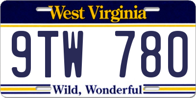 WV license plate 9TW780
