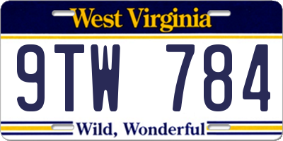 WV license plate 9TW784