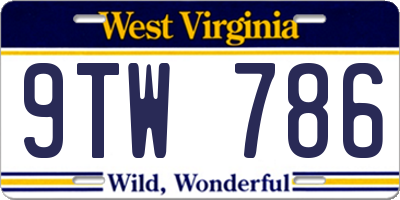 WV license plate 9TW786