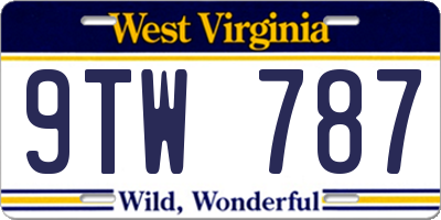 WV license plate 9TW787
