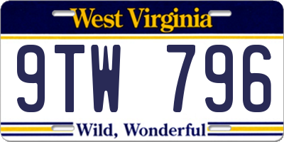 WV license plate 9TW796