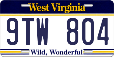 WV license plate 9TW804