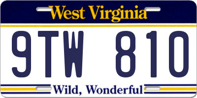 WV license plate 9TW810