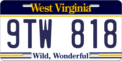 WV license plate 9TW818