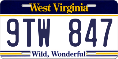 WV license plate 9TW847
