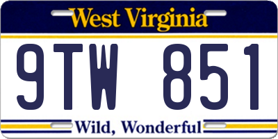 WV license plate 9TW851