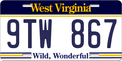 WV license plate 9TW867