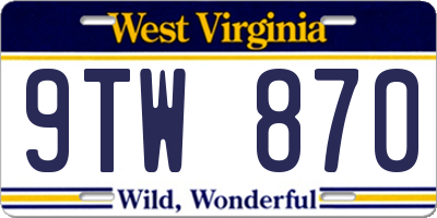 WV license plate 9TW870