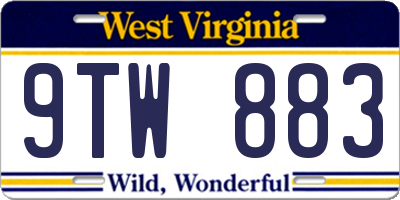 WV license plate 9TW883
