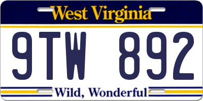 WV license plate 9TW892