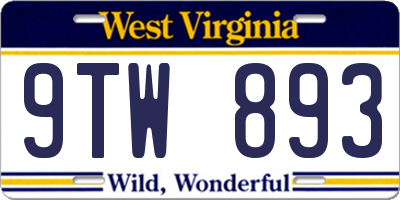 WV license plate 9TW893