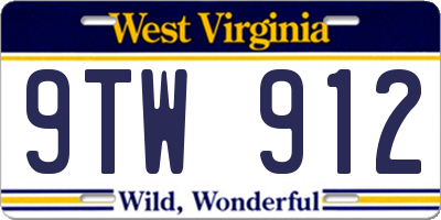 WV license plate 9TW912