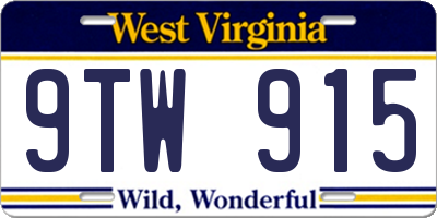 WV license plate 9TW915