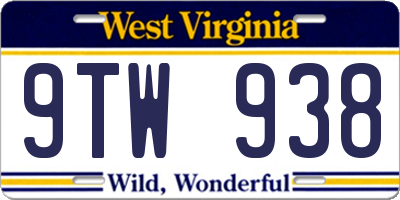 WV license plate 9TW938
