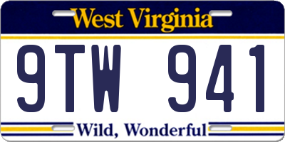 WV license plate 9TW941