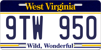 WV license plate 9TW950