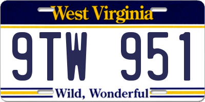 WV license plate 9TW951
