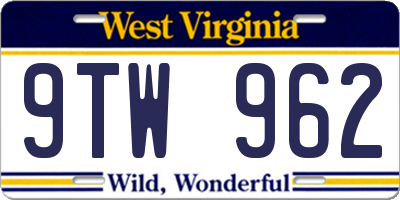WV license plate 9TW962