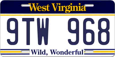 WV license plate 9TW968