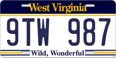 WV license plate 9TW987