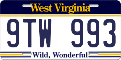 WV license plate 9TW993