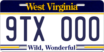 WV license plate 9TX000