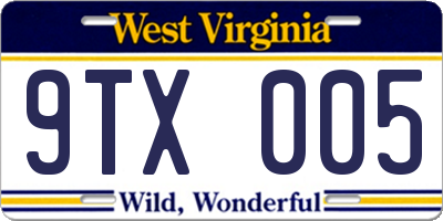 WV license plate 9TX005