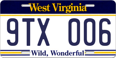 WV license plate 9TX006