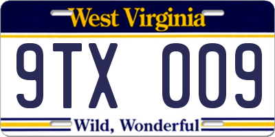 WV license plate 9TX009