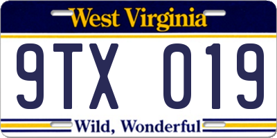 WV license plate 9TX019