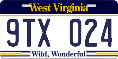 WV license plate 9TX024