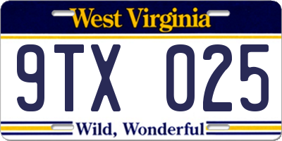 WV license plate 9TX025
