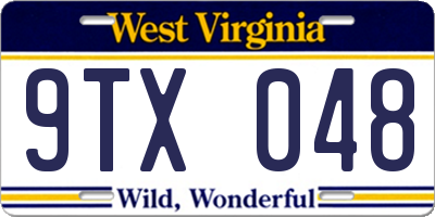 WV license plate 9TX048