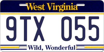 WV license plate 9TX055