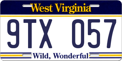 WV license plate 9TX057